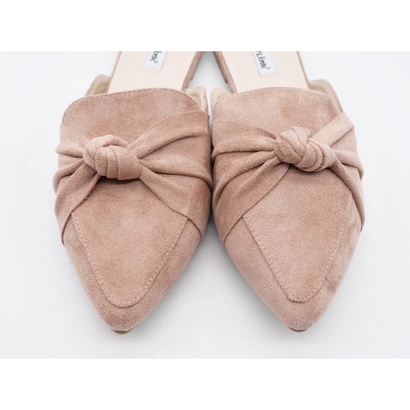 Forever Link Mule Womens 9 Beige Faux Suede Knot Accent Pointed Toe Slip On Shoe - Picture 6 of 11